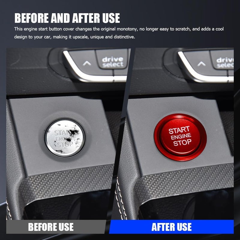 Lyxheth Car Push Start Button Cover, Engine Start Cover, Cool Aluminum Engines Starts Buttons Covers with Metal Ring for Cars Decorations, Car Engine Start Button Decal Accessory for Audi A4 (Red) - Image 4